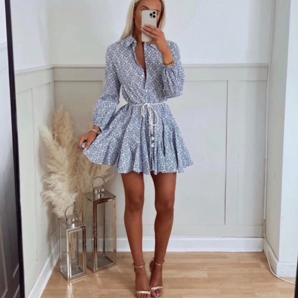 Zara Printed Mini Dress With Belt